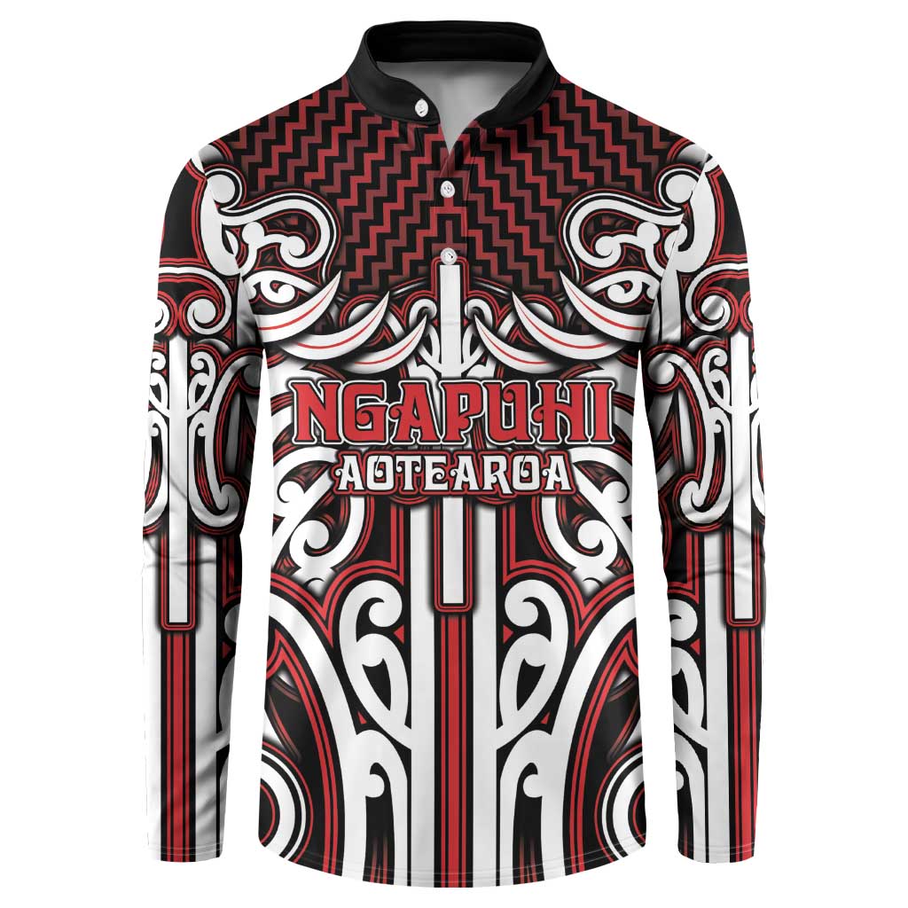 Custom Aotearoa Ngapuhi Button Sweatshirt Maori Tribal Pattern Mix Poutama