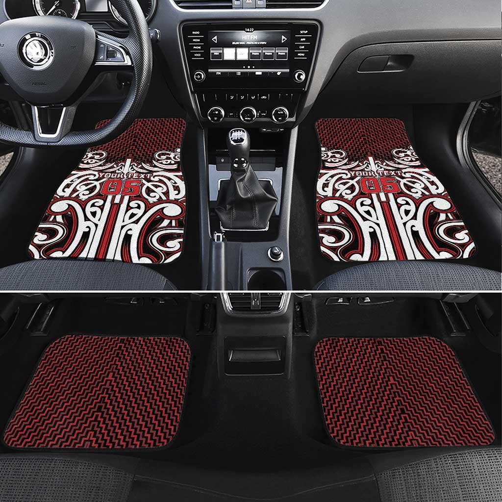 Custom Aotearoa Ngapuhi Car Mats Maori Tribal Pattern Mix Poutama LT05 Set 4pcs Red - Polynesian Pride
