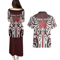 Custom Aotearoa Ngapuhi Couples Matching Puletasi and Hawaiian Shirt Maori Tribal Pattern Mix Poutama