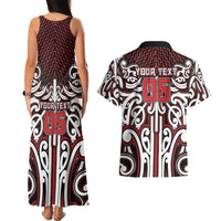 Custom Aotearoa Ngapuhi Couples Matching Tank Maxi Dress and Hawaiian Shirt Maori Tribal Pattern Mix Poutama