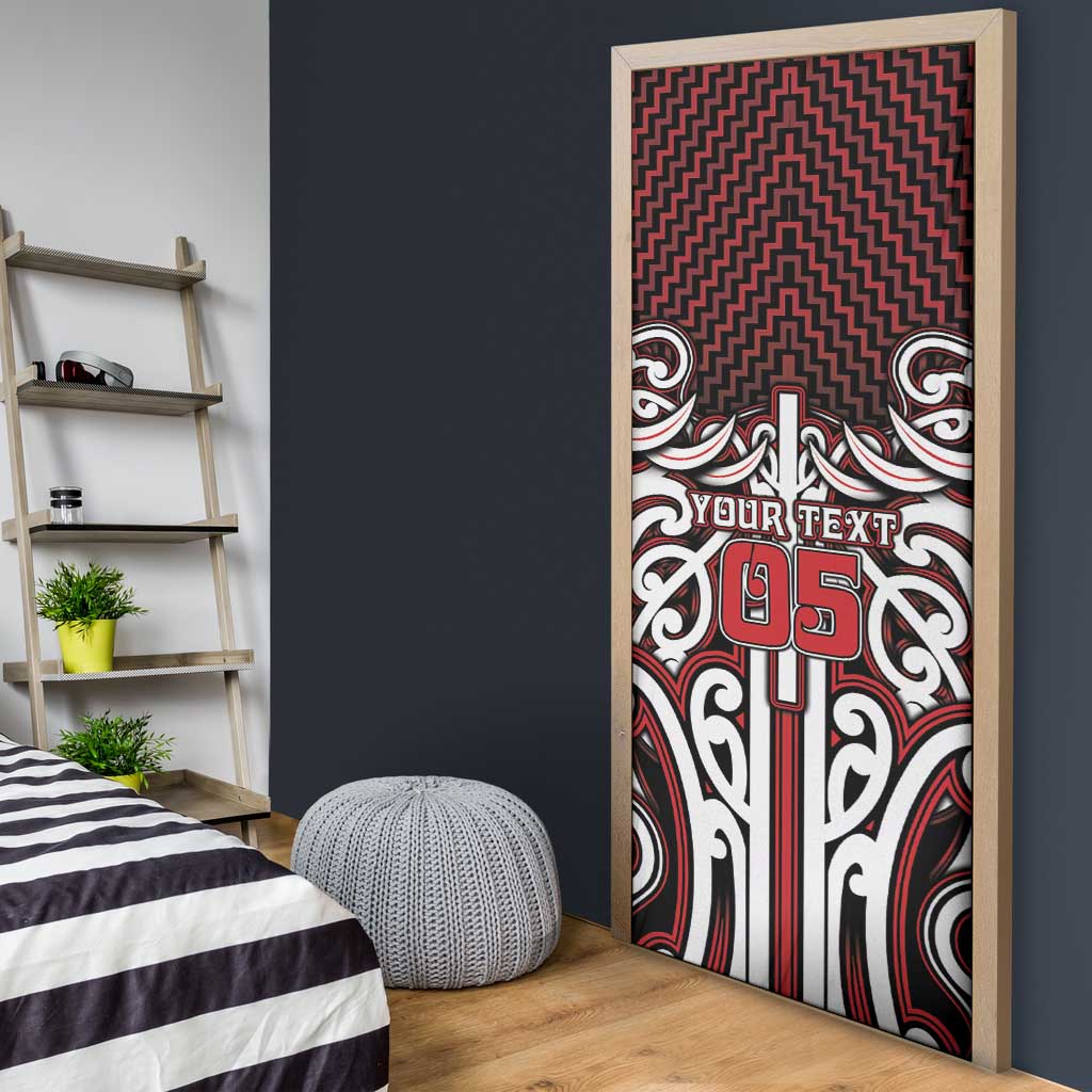 Custom Aotearoa Ngapuhi Door Cover Maori Tribal Pattern Mix Poutama