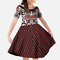 Custom Aotearoa Ngapuhi Family Matching Mermaid Dress and Hawaiian Shirt Maori Tribal Pattern Mix Poutama LT05 Daughter's Dress Red - Polynesian Pride