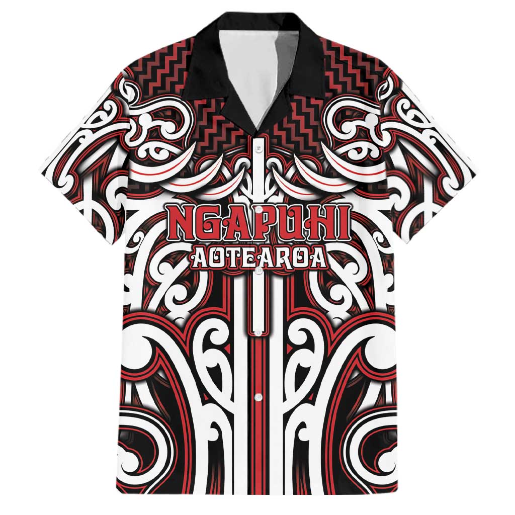 Custom Aotearoa Ngapuhi Family Matching Mermaid Dress and Hawaiian Shirt Maori Tribal Pattern Mix Poutama LT05 Dad's Shirt - Short Sleeve Red - Polynesian Pride