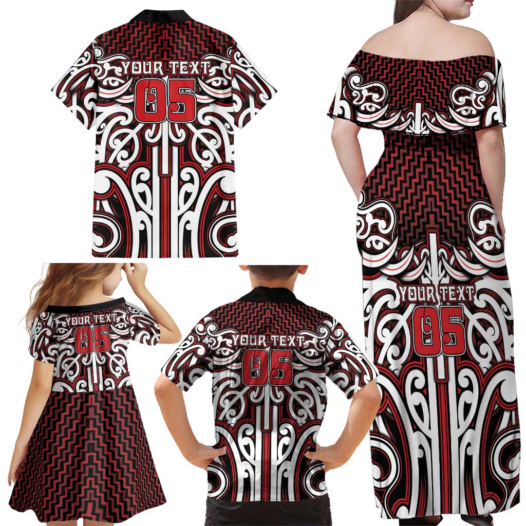 Custom Aotearoa Ngapuhi Family Matching Off Shoulder Maxi Dress and Hawaiian Shirt Maori Tribal Pattern Mix Poutama LT05 - Polynesian Pride