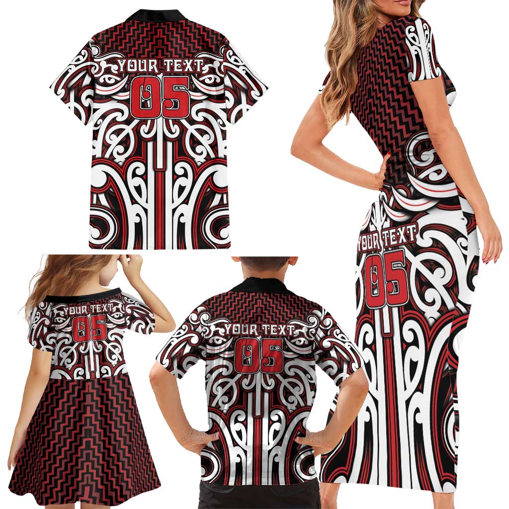 Custom Aotearoa Ngapuhi Family Matching Short Sleeve Bodycon Dress and Hawaiian Shirt Maori Tribal Pattern Mix Poutama LT05 - Polynesian Pride