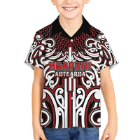 Custom Aotearoa Ngapuhi Family Matching Short Sleeve Bodycon Dress and Hawaiian Shirt Maori Tribal Pattern Mix Poutama LT05 Son's Shirt Red - Polynesian Pride