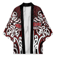 Custom Aotearoa Ngapuhi Kimono Maori Tribal Pattern Mix Poutama LT05 Unisex Red - Polynesian Pride