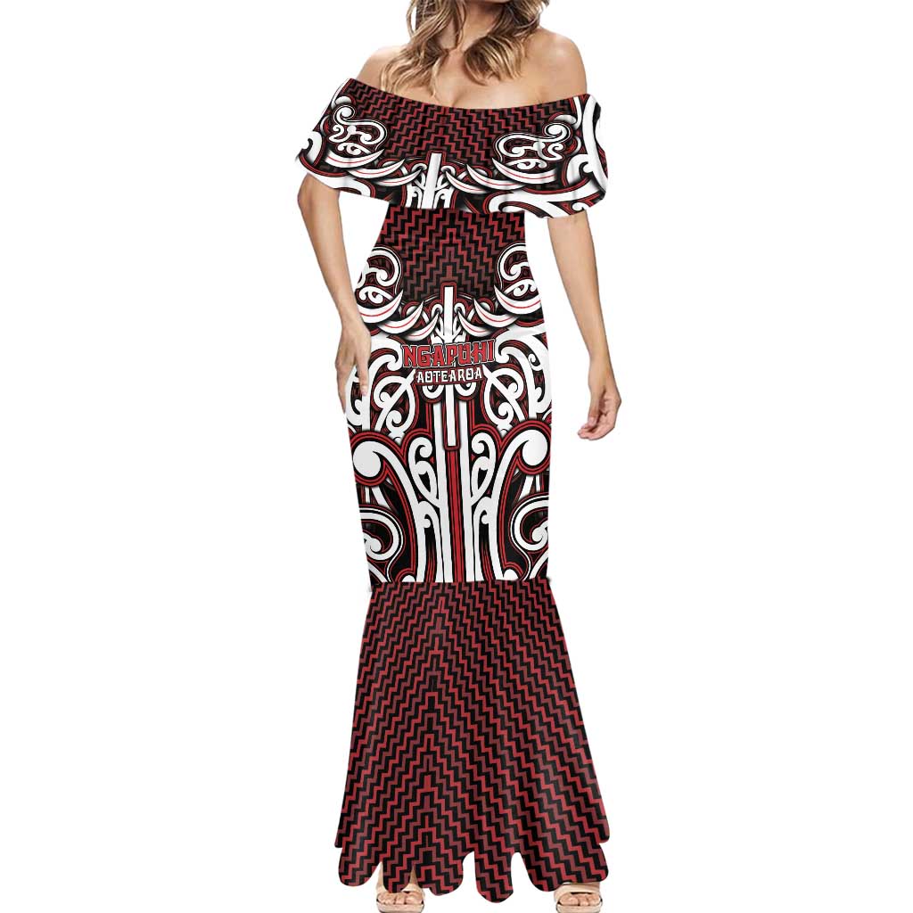 Custom Aotearoa Ngapuhi Mermaid Dress Maori Tribal Pattern Mix Poutama