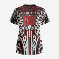 Custom Aotearoa Ngapuhi Scrub Top Maori Tribal Pattern Mix Poutama