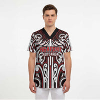 Custom Aotearoa Ngapuhi Scrub Top Maori Tribal Pattern Mix Poutama