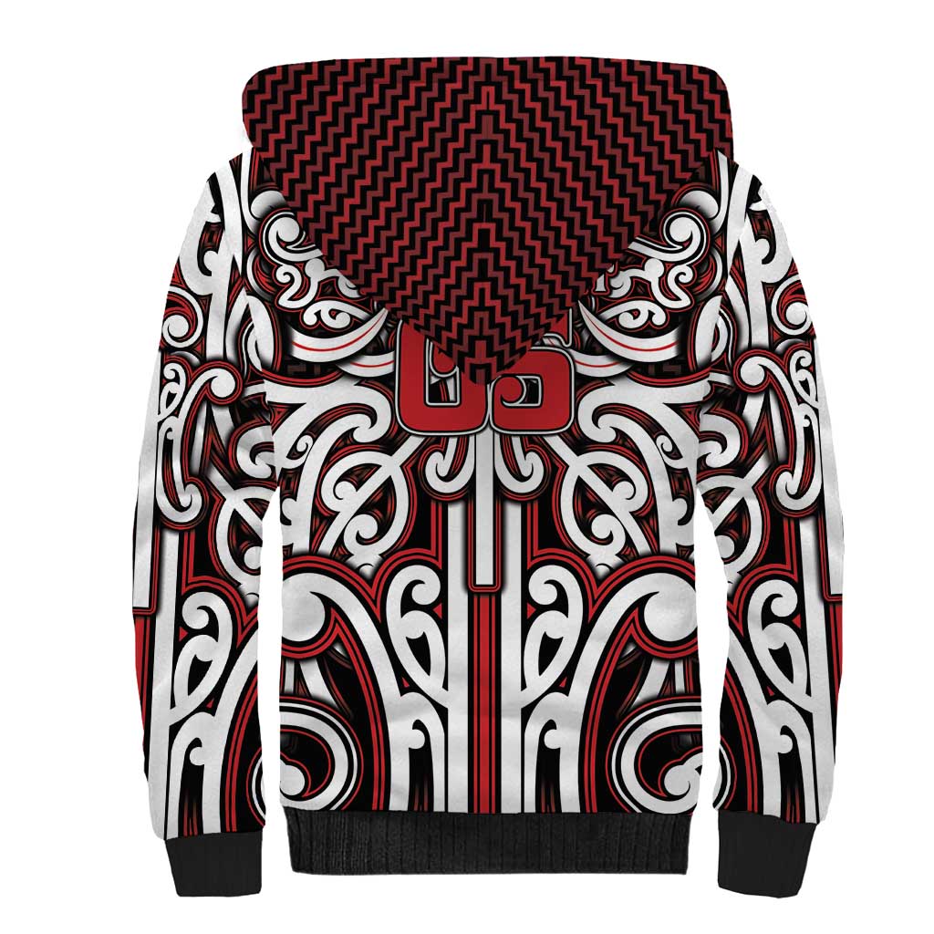Custom Aotearoa Ngapuhi Sherpa Hoodie Maori Tribal Pattern Mix Poutama