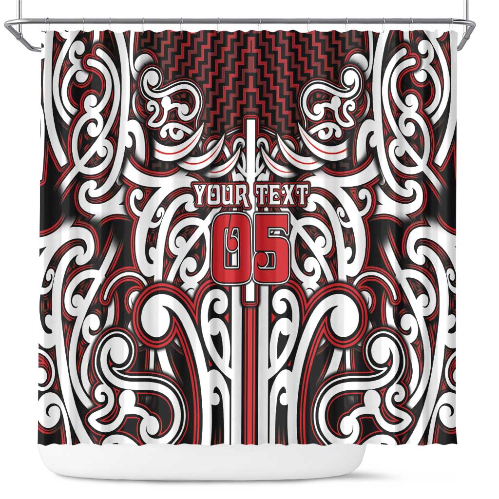 Custom Aotearoa Ngapuhi Shower Curtain Maori Tribal Pattern Mix Poutama