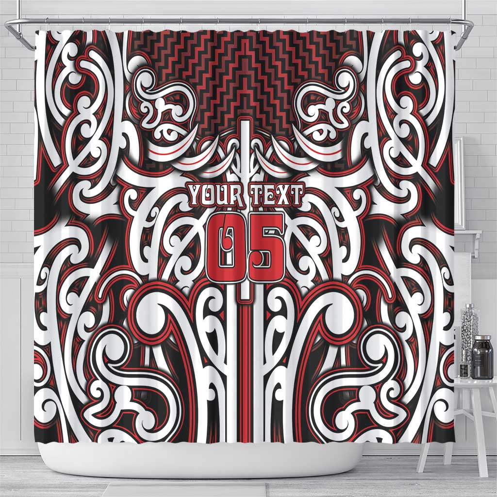Custom Aotearoa Ngapuhi Shower Curtain Maori Tribal Pattern Mix Poutama