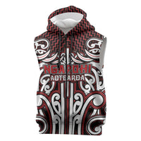 Custom Aotearoa Ngapuhi Sleeveless Zip Hoodie Maori Tribal Pattern Mix Poutama