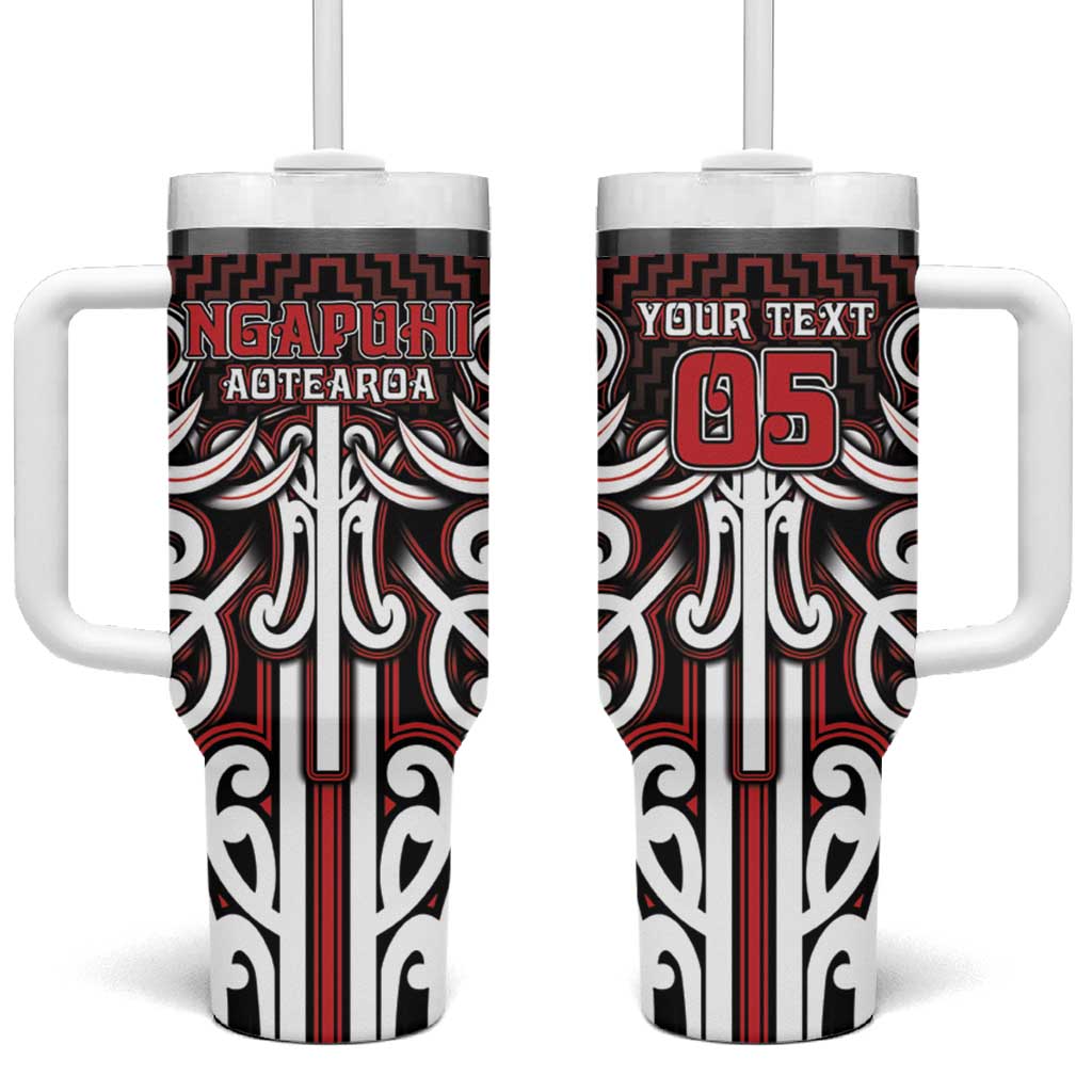 Custom Aotearoa Ngapuhi Tumbler With Handle Maori Tribal Pattern Mix Poutama