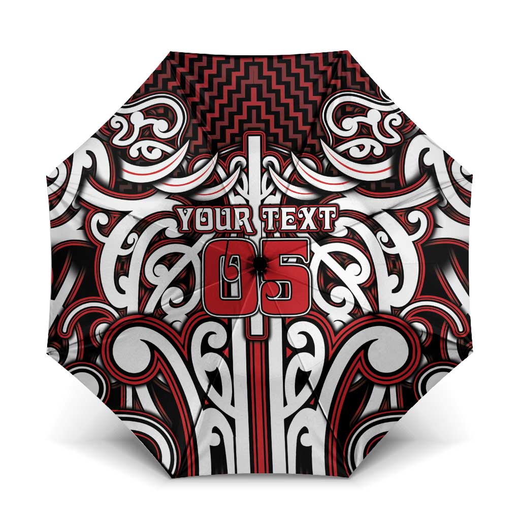 Custom Aotearoa Ngapuhi Umbrella Maori Tribal Pattern Mix Poutama LT05 One Size Folded 11.42 inch Opened Diameter 37.4 inch Red - Polynesian Pride