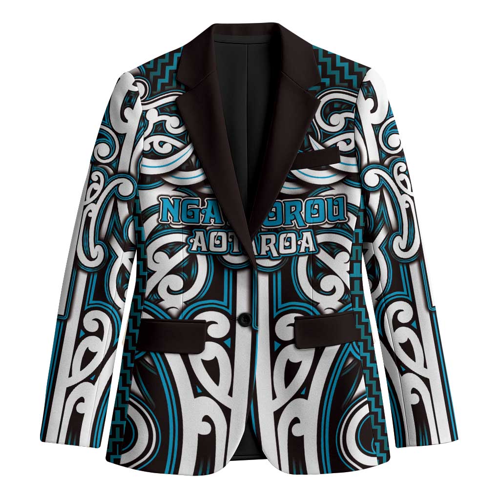 Custom Aotearoa Ngati Porou Blazer Maori Tribal Pattern Mix Poutama LT05 Unisex Blue - Polynesian Pride