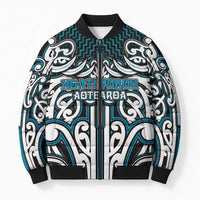 Custom Aotearoa Ngati Porou Bomber Puffer Jacket Maori Tribal Pattern Mix Poutama