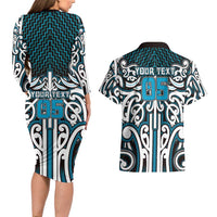 Custom Aotearoa Ngati Porou Couples Matching Long Sleeve Bodycon Dress and Hawaiian Shirt Maori Tribal Pattern Mix Poutama LT05 - Polynesian Pride
