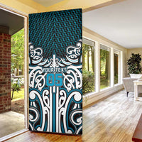 Custom Aotearoa Ngati Porou Door Cover Maori Tribal Pattern Mix Poutama