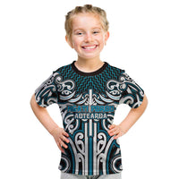Custom Aotearoa Ngati Porou Kid T Shirt Maori Tribal Pattern Mix Poutama