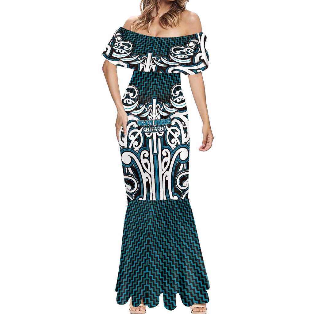 Custom Aotearoa Ngati Porou Mermaid Dress Maori Tribal Pattern Mix Poutama