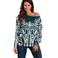 Custom Aotearoa Ngati Porou Off Shoulder Sweater Maori Tribal Pattern Mix Poutama