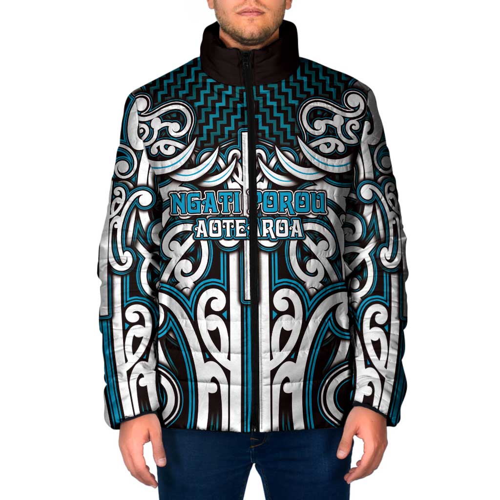 Custom Aotearoa Ngati Porou Padded Jacket Maori Tribal Pattern Mix Poutama