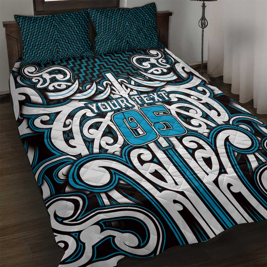 Custom Aotearoa Ngati Porou Quilt Bed Set Maori Tribal Pattern Mix Poutama LT05 Blue - Polynesian Pride