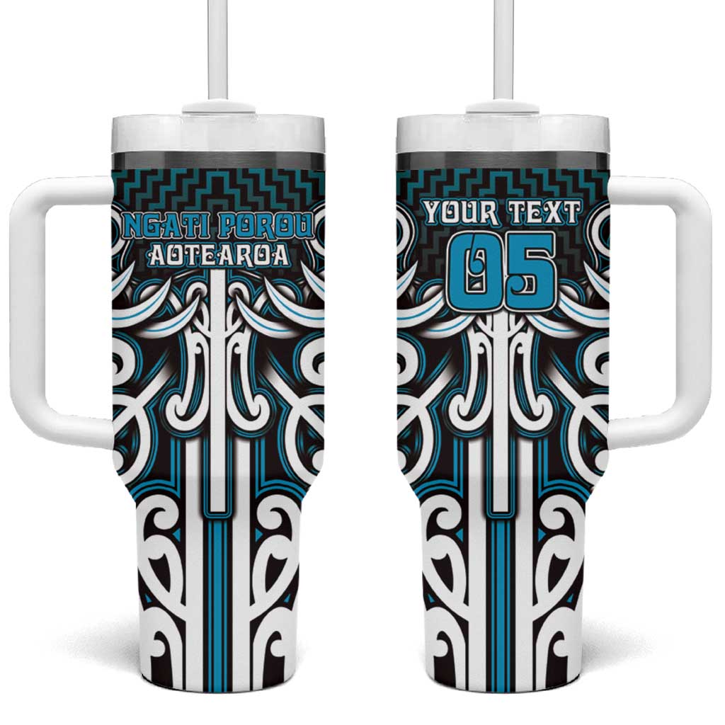 Custom Aotearoa Ngati Porou Tumbler With Handle Maori Tribal Pattern Mix Poutama