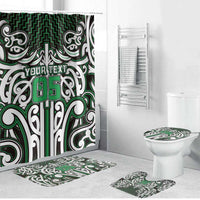 Custom Aotearoa Ngai Tahu Bathroom Set Maori Tribal Pattern Mix Poutama LT05 Bathroom Set (4 pcs) Green - Polynesian Pride