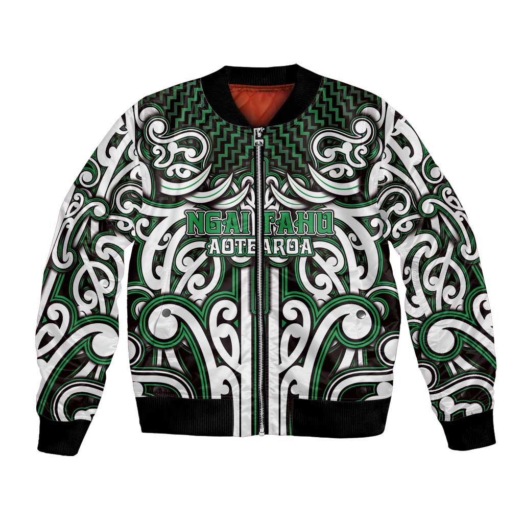 Custom Aotearoa Ngai Tahu Bomber Jacket Maori Tribal Pattern Mix Poutama LT05 Unisex Green - Polynesian Pride