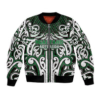 Custom Aotearoa Ngai Tahu Bomber Jacket Maori Tribal Pattern Mix Poutama LT05 Unisex Green - Polynesian Pride