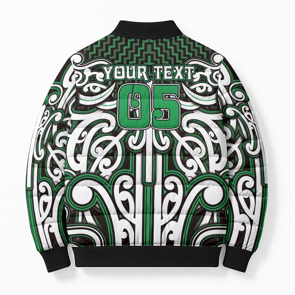 Custom Aotearoa Ngai Tahu Bomber Puffer Jacket Maori Tribal Pattern Mix Poutama LT05 - Polynesian Pride