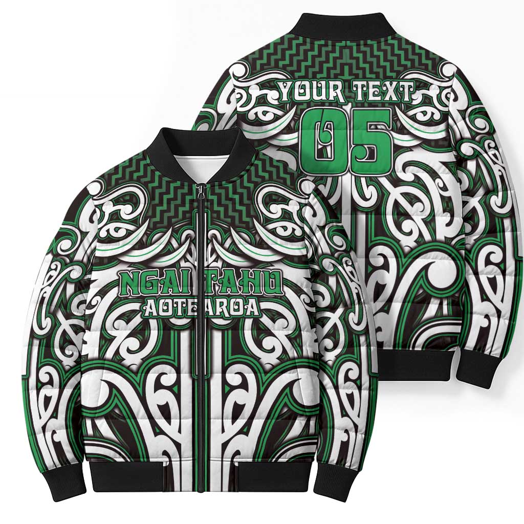 Custom Aotearoa Ngai Tahu Bomber Puffer Jacket Maori Tribal Pattern Mix Poutama LT05 - Polynesian Pride