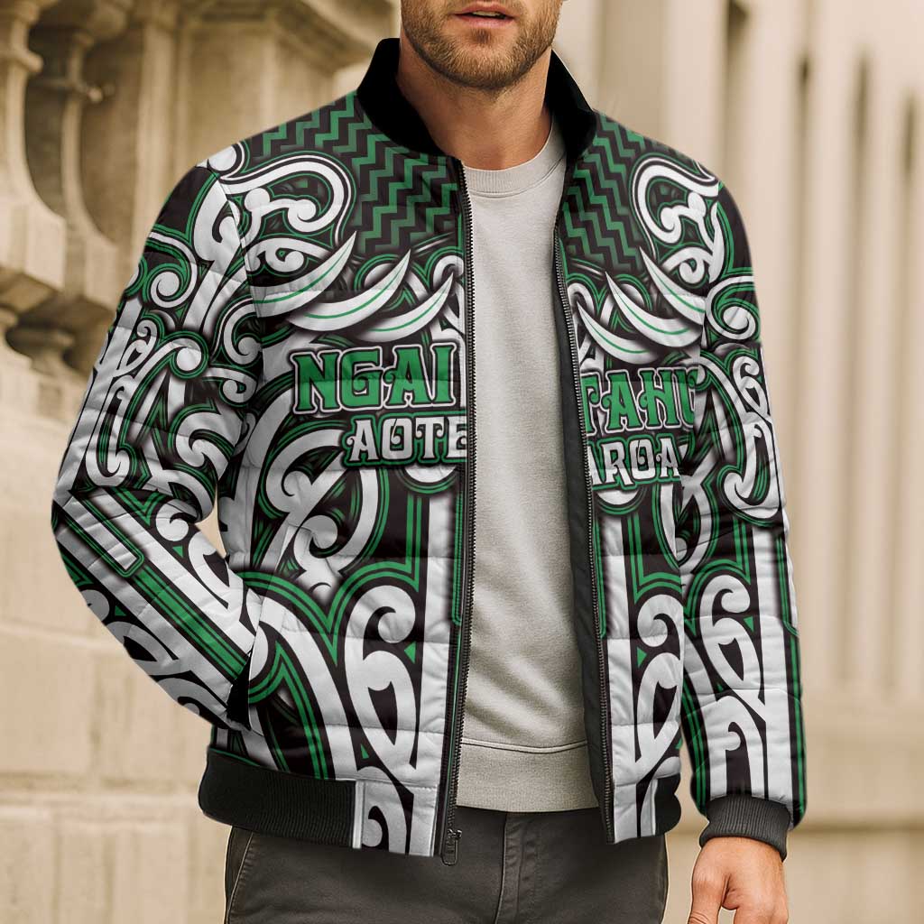 Custom Aotearoa Ngai Tahu Bomber Puffer Jacket Maori Tribal Pattern Mix Poutama LT05 - Polynesian Pride