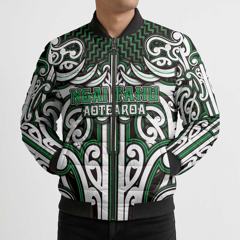 Custom Aotearoa Ngai Tahu Bomber Puffer Jacket Maori Tribal Pattern Mix Poutama LT05 - Polynesian Pride