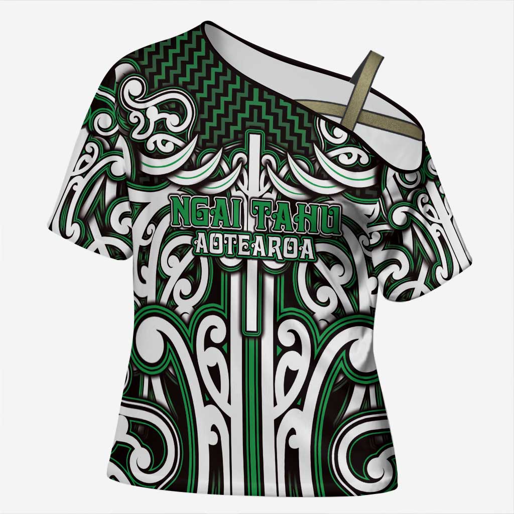 Custom Aotearoa Ngai Tahu Cross Shoulder Shirt Maori Tribal Pattern Mix Poutama