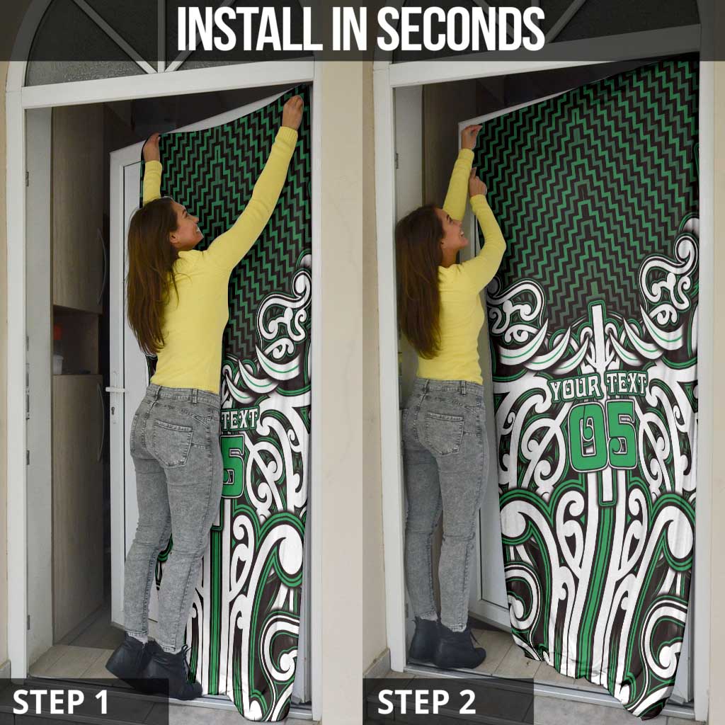 Custom Aotearoa Ngai Tahu Door Cover Maori Tribal Pattern Mix Poutama