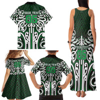 Custom Aotearoa Ngai Tahu Family Matching Tank Maxi Dress and Hawaiian Shirt Maori Tribal Pattern Mix Poutama LT05 - Polynesian Pride