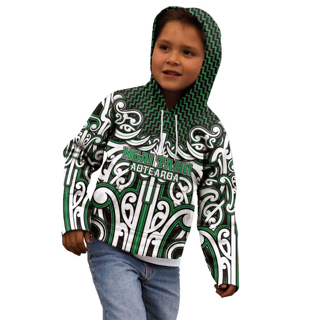Custom Aotearoa Ngai Tahu Kid Hoodie Maori Tribal Pattern Mix Poutama