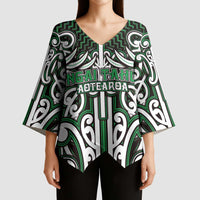 Custom Aotearoa Ngai Tahu Kimono Sleeve Blouse Maori Tribal Pattern Mix Poutama