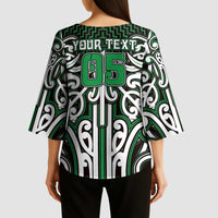 Custom Aotearoa Ngai Tahu Kimono Sleeve Blouse Maori Tribal Pattern Mix Poutama