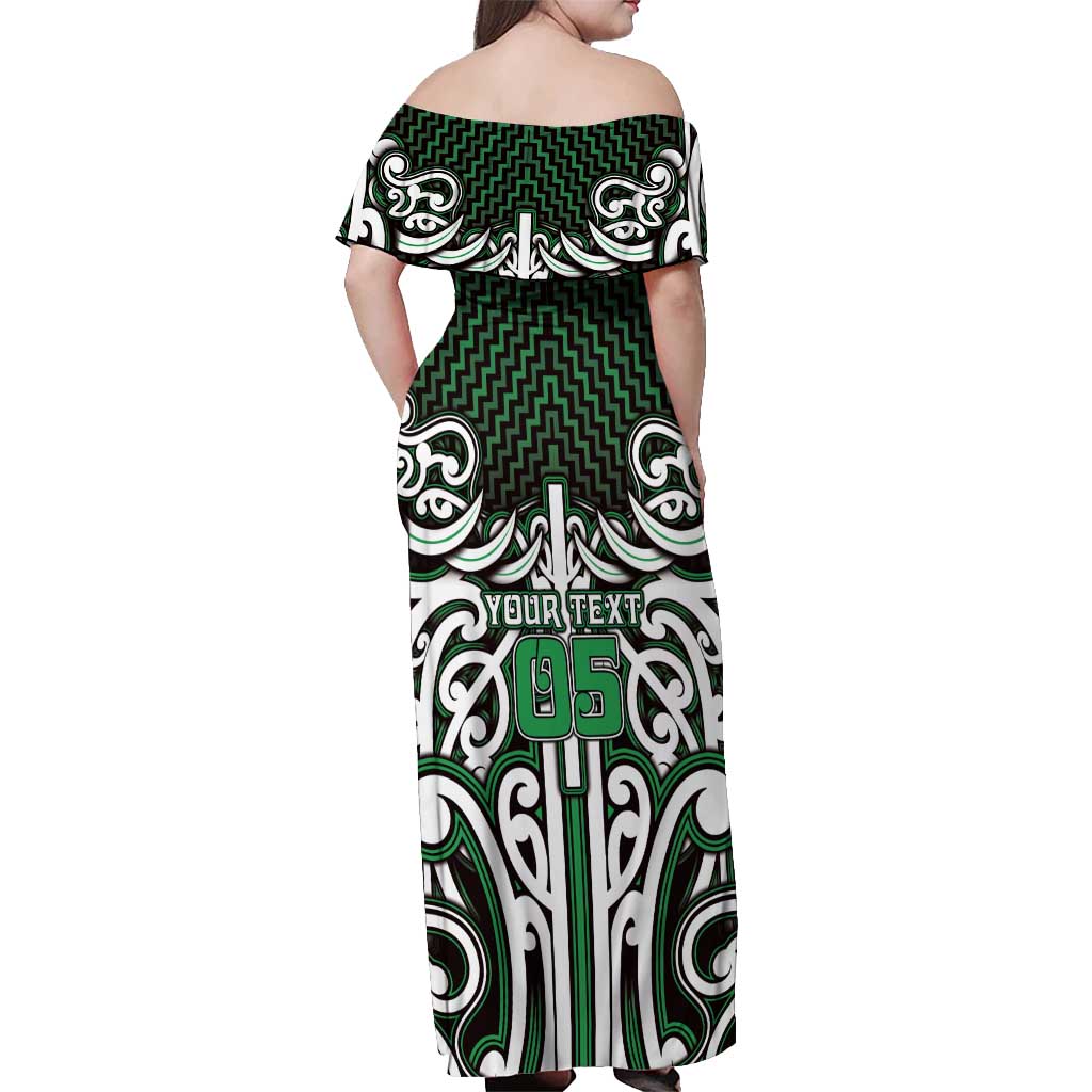 Custom Aotearoa Ngai Tahu Off Shoulder Maxi Dress Maori Tribal Pattern Mix Poutama