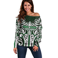 Custom Aotearoa Ngai Tahu Off Shoulder Sweater Maori Tribal Pattern Mix Poutama