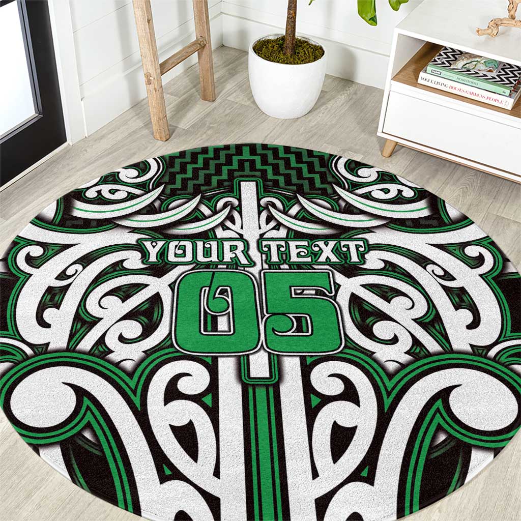 Custom Aotearoa Ngai Tahu Round Carpet Maori Tribal Pattern Mix Poutama LT05 Green - Polynesian Pride