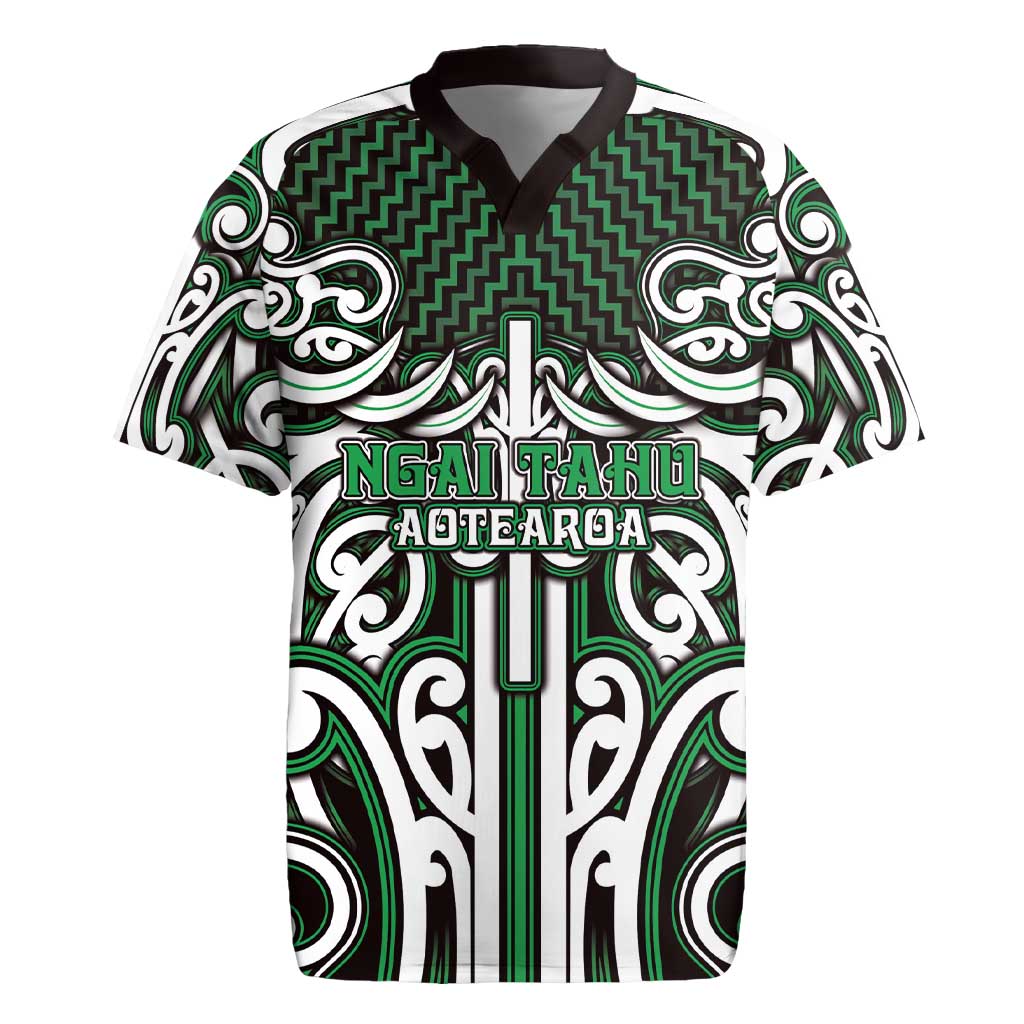 Custom Aotearoa Ngai Tahu Rugby Jersey Maori Tribal Pattern Mix Poutama LT05 Green - Polynesian Pride