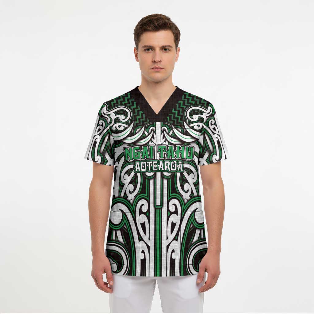 Custom Aotearoa Ngai Tahu Scrub Top Maori Tribal Pattern Mix Poutama LT05 - Polynesian Pride