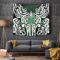 Custom Aotearoa Ngai Tahu Tapestry Maori Tribal Pattern Mix Poutama LT05 Green - Polynesian Pride
