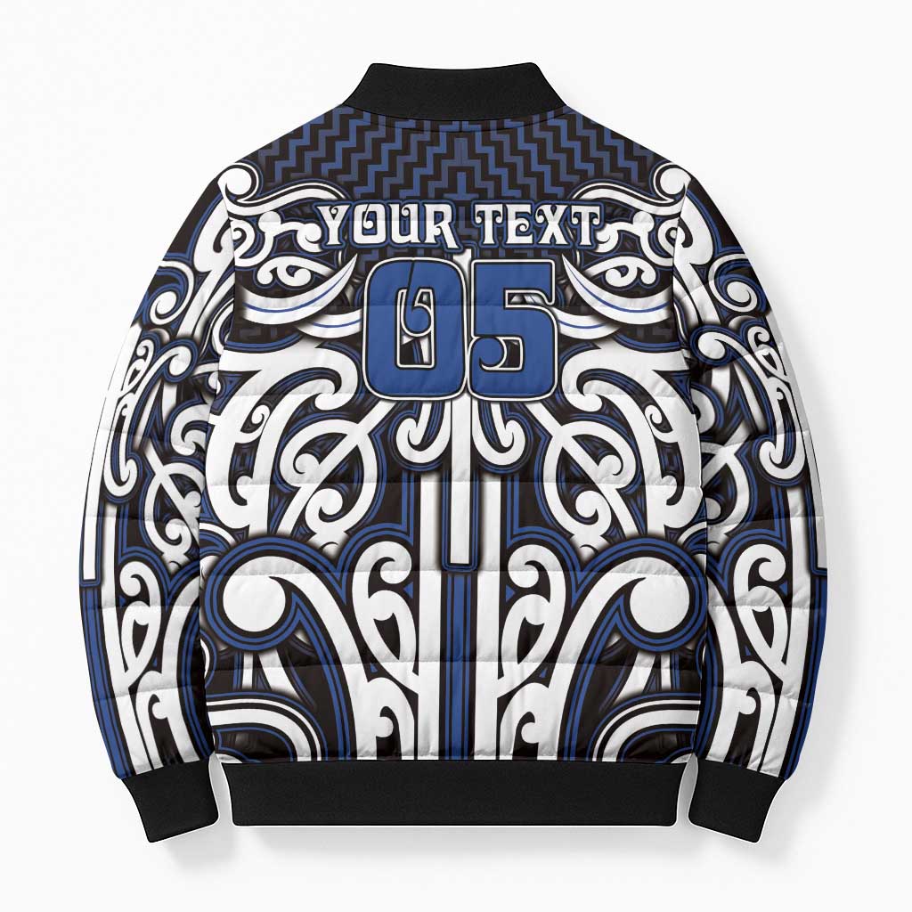 Custom Aotearoa Ngati Tuwharetoa Bomber Puffer Jacket Maori Tribal Pattern Mix Poutama